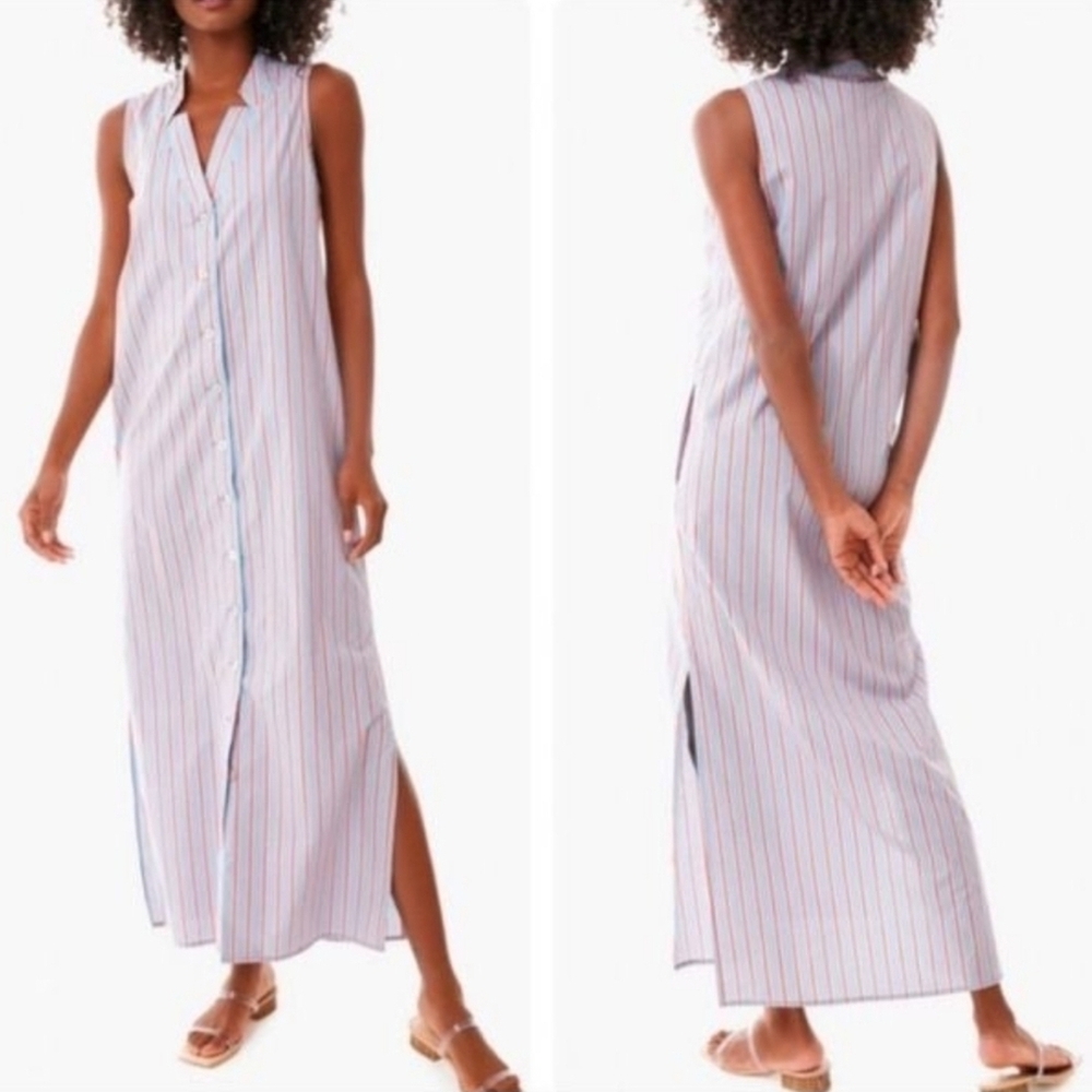 Pomander Place Striped Maxi Dress - White and Blue